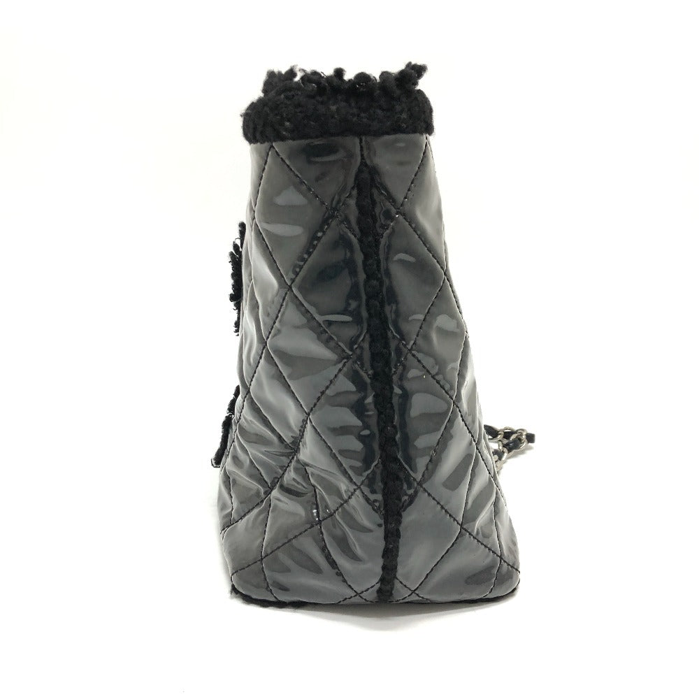 Chanel A47155 W Chain Funny Tweed Matelasse CC Coco Mark Chain Bag Bahu Beg Bas Tote Bag Vinyl Wanita Hitam