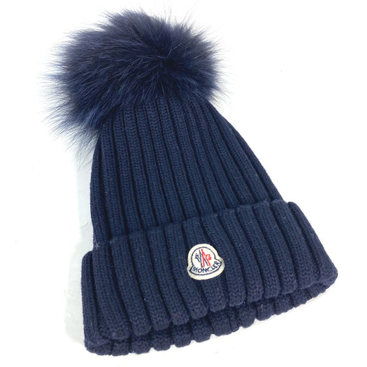 MONCLER ビーニー 帽子 ニット帽 ニットキャップ ロゴ ポンポン付き ニット帽 ウール レディース - brandshop-reference