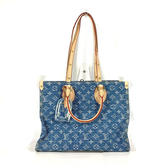 LOUIS VUITTON M46871 New LV Remix Monogram Denim On the Go MM Shoulder Bag/2-Way Bag/Tote Bag in Monogram Denim, Women's, Blue
