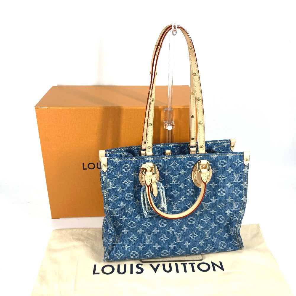 LOUIS VUITTON M46871 New LV Remix Monogram Denim On the Go MM Shoulder Bag/2-Way Bag/Tote Bag in Monogram Denim, Women's, Blue