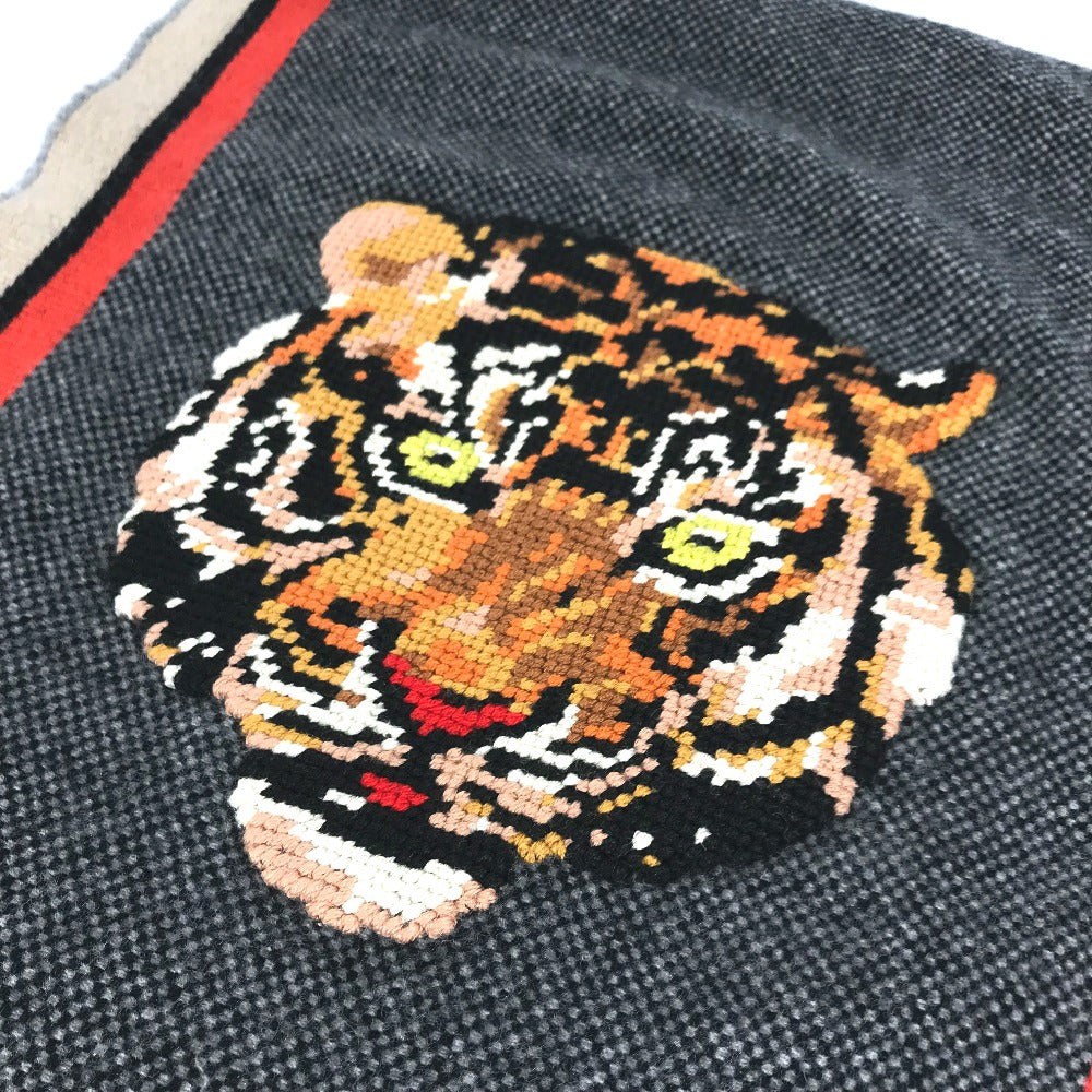 GUCCI タイガー 虎 刺繍 フリンジ マフラー ウール メンズ
