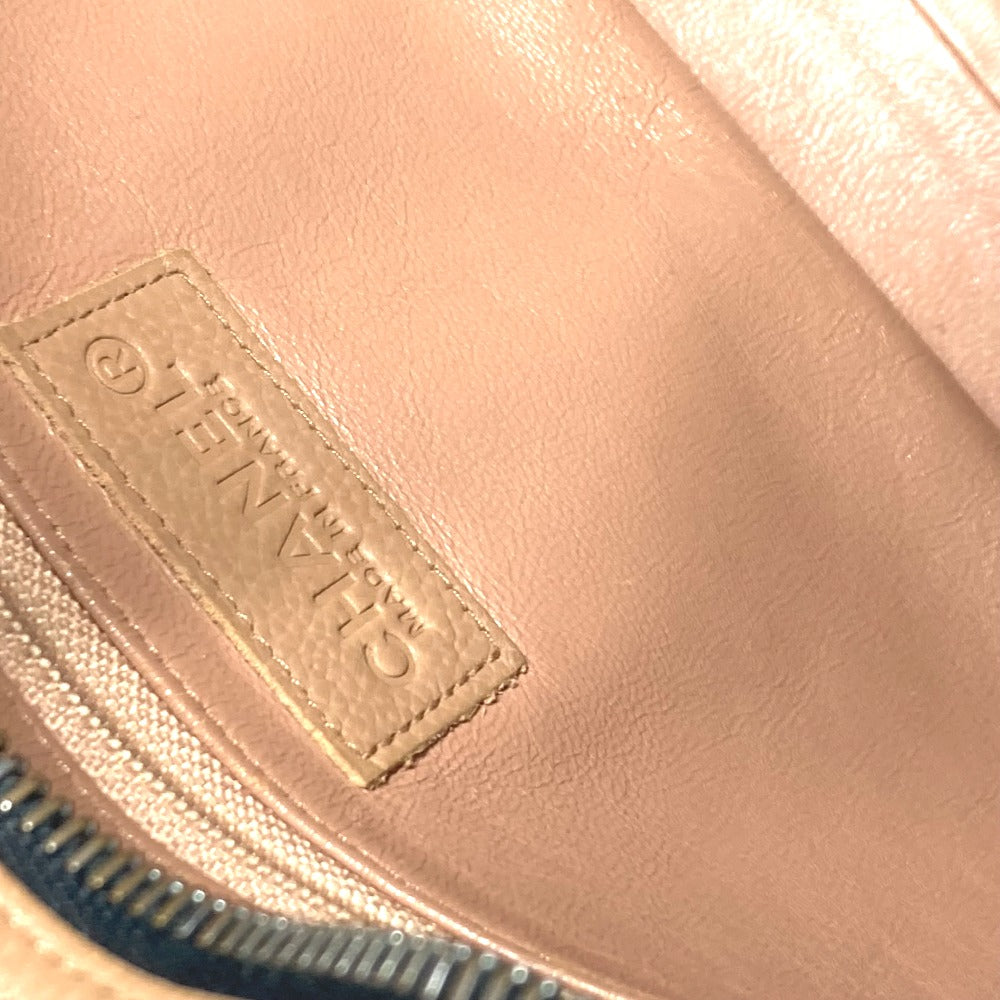 CHANEL スポーツバッグ ロゴ キルティング カバン ハンドバッグ ボストンバッグ キャビアスキン レディース ベージュ系