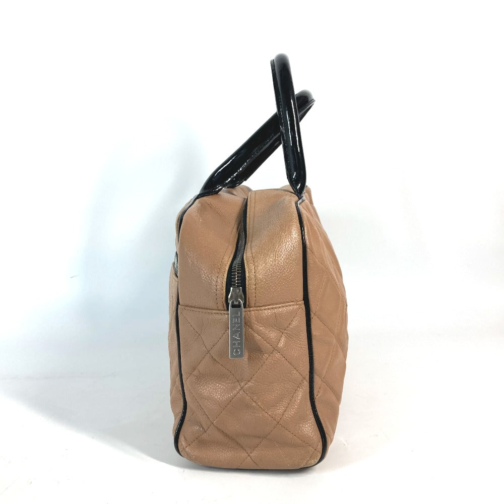 CHANEL スポーツバッグ ロゴ キルティング カバン ハンドバッグ ボストンバッグ キャビアスキン レディース ベージュ系