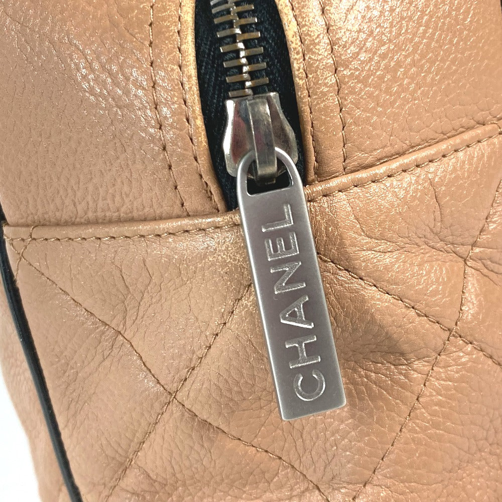 CHANEL スポーツバッグ ロゴ キルティング カバン ハンドバッグ ボストンバッグ キャビアスキン レディース ベージュ系