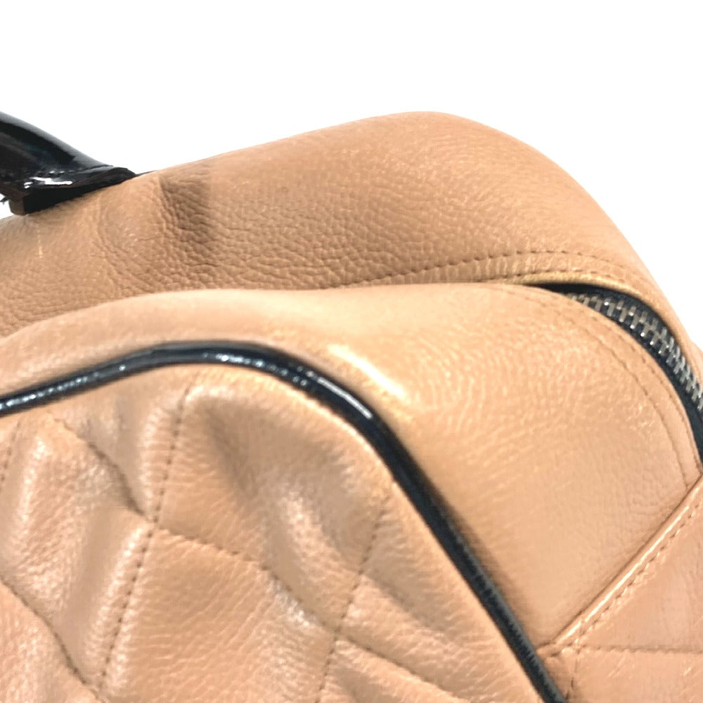 CHANEL スポーツバッグ ロゴ キルティング カバン ハンドバッグ ボストンバッグ キャビアスキン レディース ベージュ系