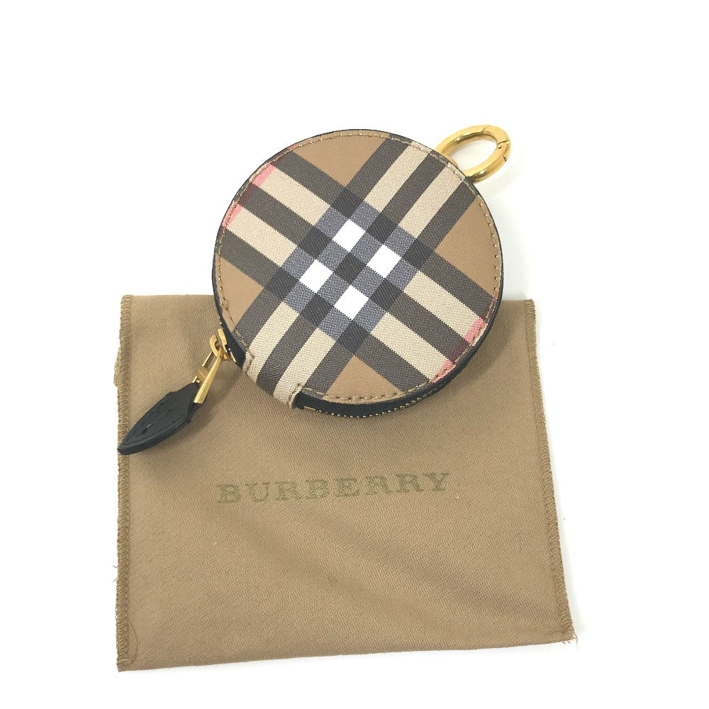 BURBERRY 財布 小銭入れ チェック ラウンド キーホルダー バッグチャーム コインケース レザー レディース - brandshop-reference