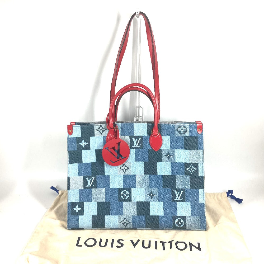 LOUIS VUITTON M44992 モノグラムデニム オンザゴーGM カバン 2WAYバッグ ショルダーバッグ 肩掛け トートバッグ デニム レディース ブルー