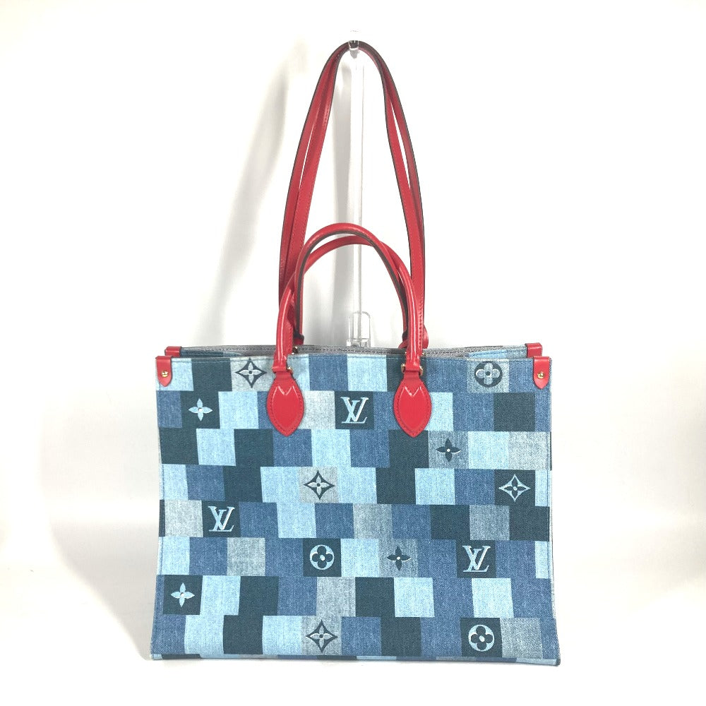 LOUIS VUITTON M44992 モノグラムデニム オンザゴーGM カバン 2WAYバッグ ショルダーバッグ 肩掛け トートバッグ デニム レディース ブルー