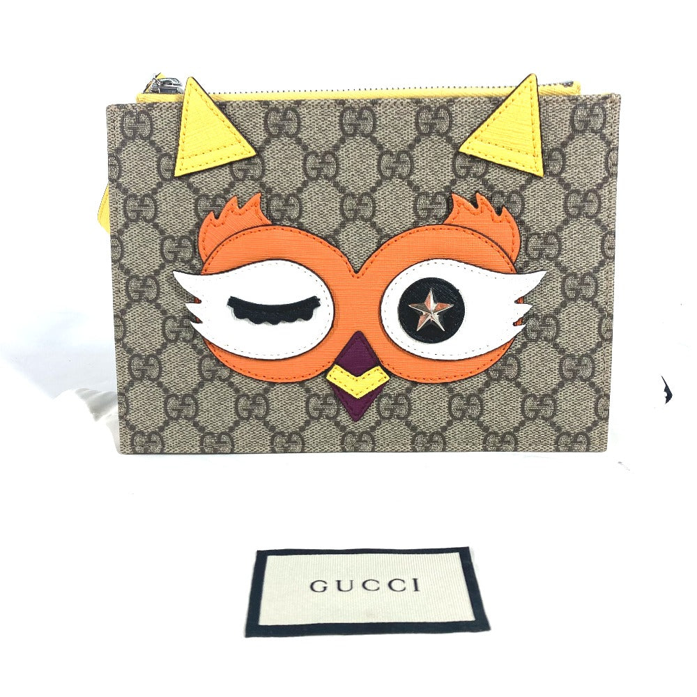 GUCCI 477501 GGスプリーム ロゴ フクロウ スター 星 ストラップ付 カバン ポーチ クラッチバッグ GGスプリームキャンバス レディース