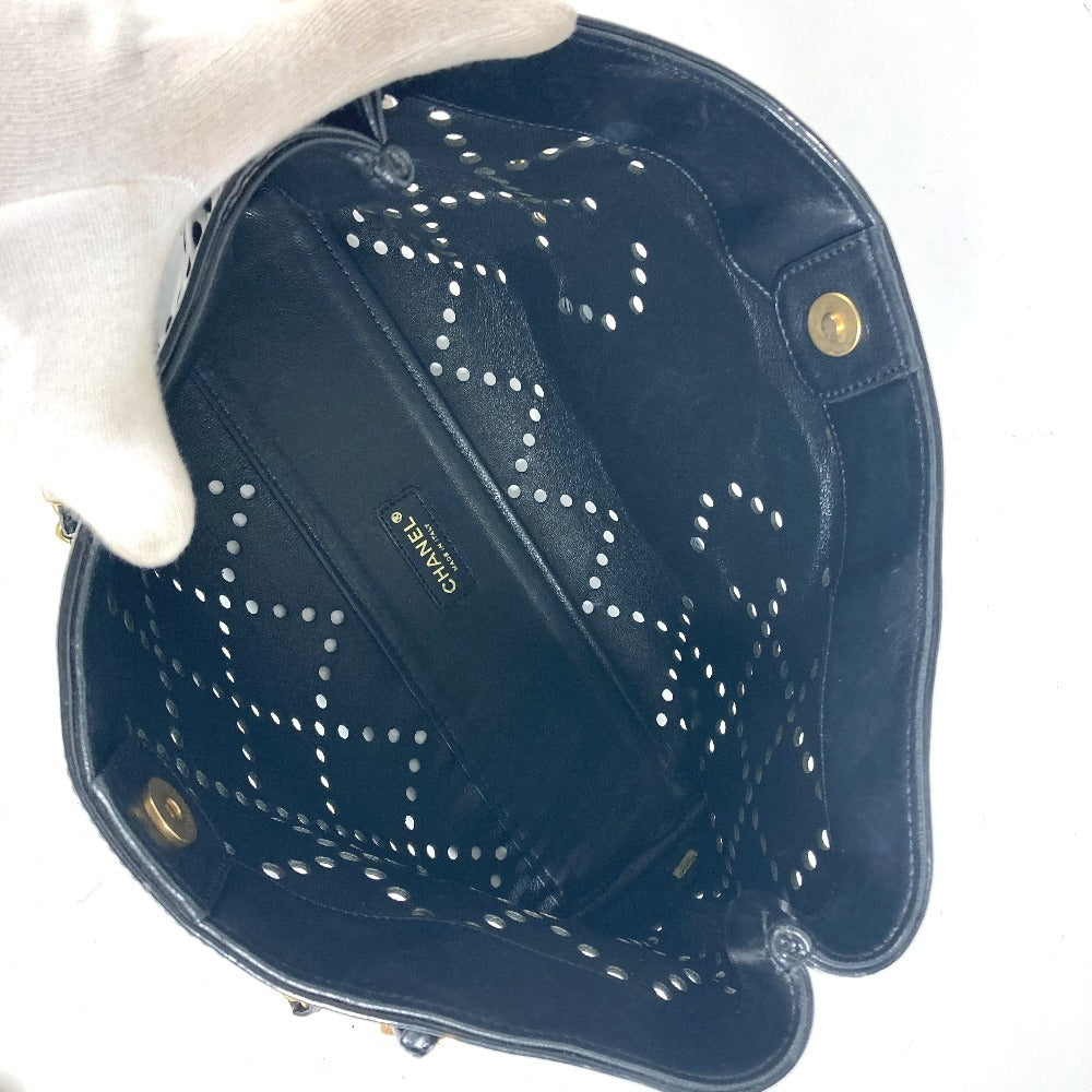 CHANEL パンチング CC ココマーク Wチェーンバッグ 肩掛け ショルダーバッグ ショルダーバッグ パテントレザー レディース ブラック - brandshop-reference