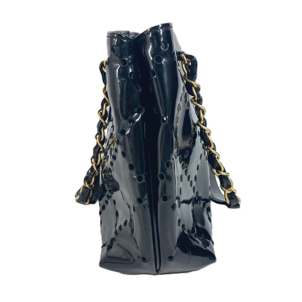 CHANEL パンチング CC ココマーク Wチェーンバッグ 肩掛け ショルダーバッグ ショルダーバッグ パテントレザー レディース ブラック - brandshop-reference