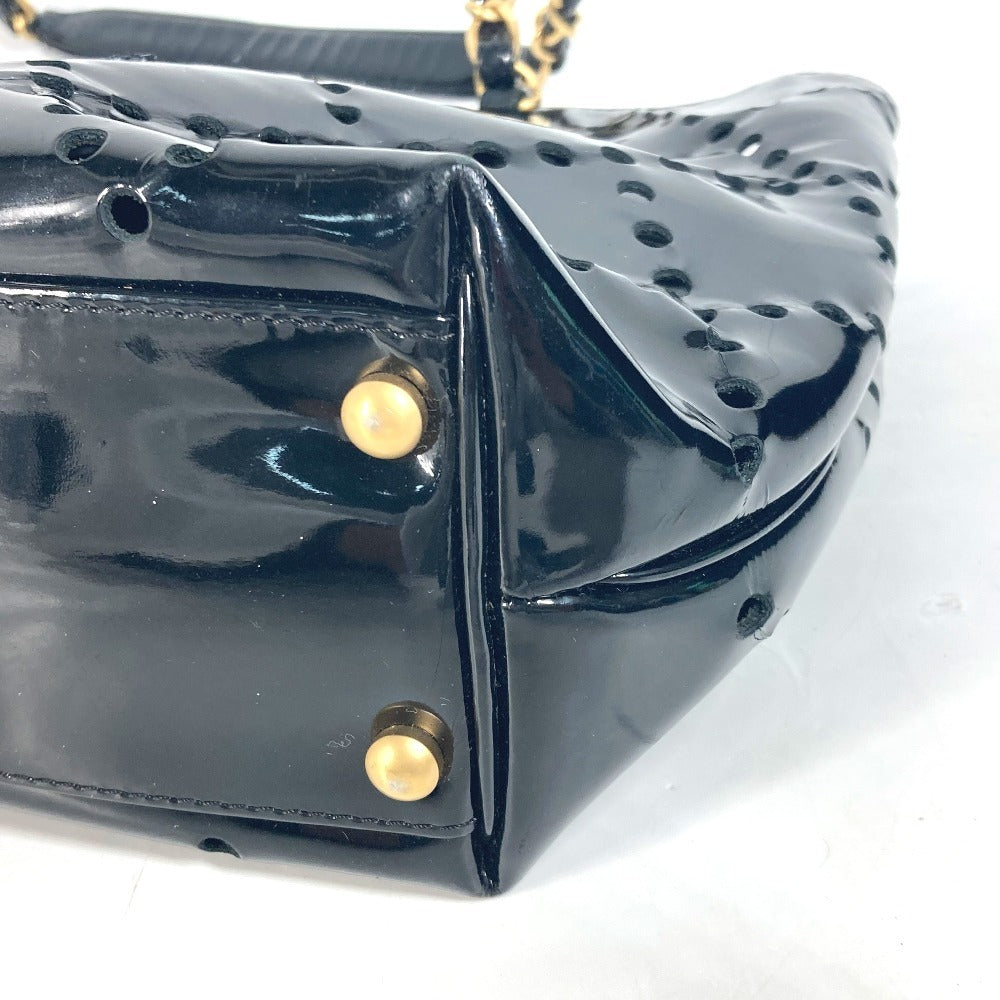 CHANEL パンチング CC ココマーク Wチェーンバッグ 肩掛け ショルダーバッグ ショルダーバッグ パテントレザー レディース ブラック - brandshop-reference