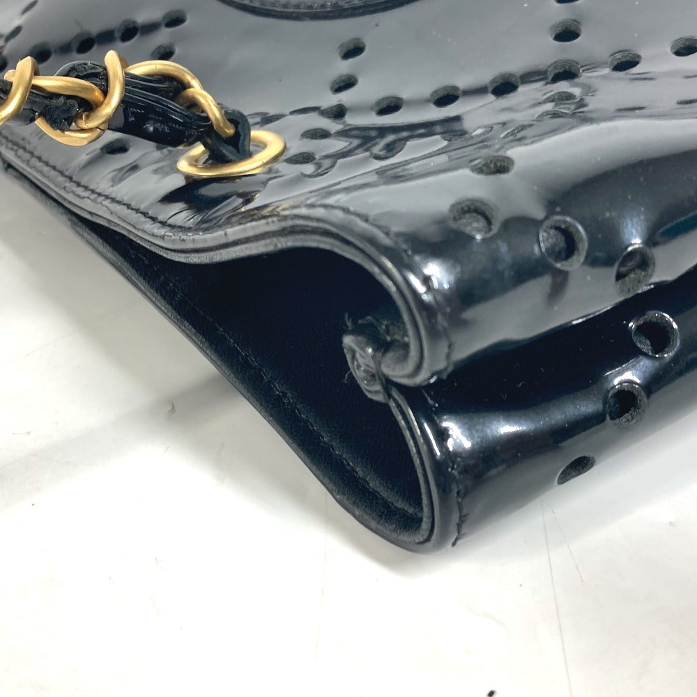 CHANEL パンチング CC ココマーク Wチェーンバッグ 肩掛け ショルダーバッグ ショルダーバッグ パテントレザー レディース ブラック - brandshop-reference