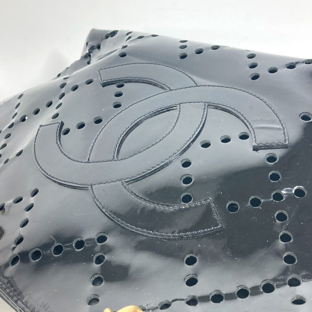 CHANEL パンチング CC ココマーク Wチェーンバッグ 肩掛け ショルダーバッグ ショルダーバッグ パテントレザー レディース ブラック - brandshop-reference