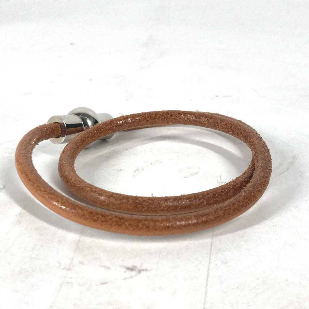 HERMES 2重ブレスレット アクセサリー チョーカー レザー ユニセックス ブラウン - brandshop-reference