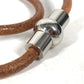 HERMES 2重ブレスレット アクセサリー チョーカー レザー ユニセックス ブラウン - brandshop-reference