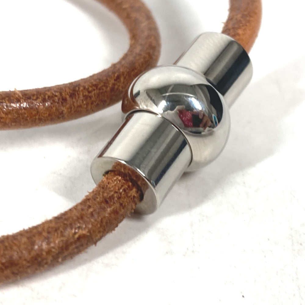 HERMES 2重ブレスレット アクセサリー チョーカー レザー ユニセックス ブラウン - brandshop-reference