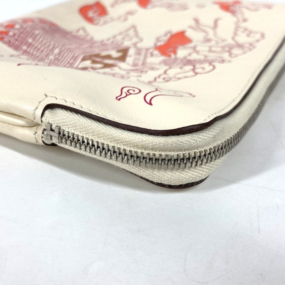 HERMES カレ ポケット ロング  小物入れ フラットポーチ カバン クラッチバッグ ポーチ レザー レディース アイボリー系 - brandshop-reference