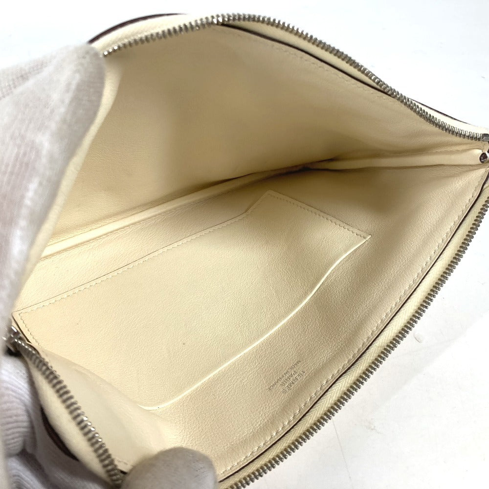 HERMES カレ ポケット ロング  小物入れ フラットポーチ カバン クラッチバッグ ポーチ レザー レディース アイボリー系 - brandshop-reference