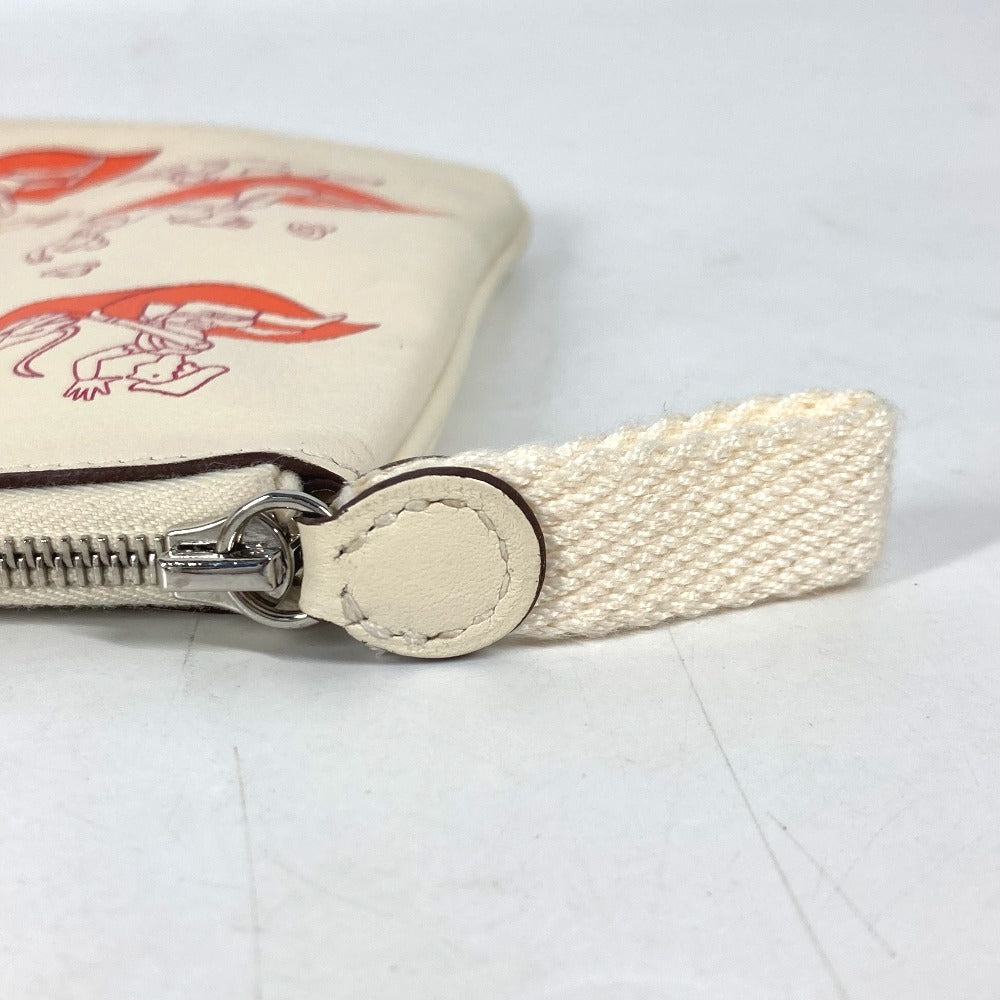 HERMES カレ ポケット ロング  小物入れ フラットポーチ カバン クラッチバッグ ポーチ レザー レディース アイボリー系 - brandshop-reference