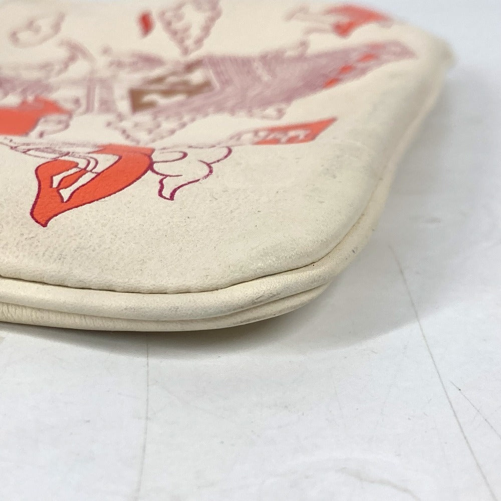 HERMES カレ ポケット ロング  小物入れ フラットポーチ カバン クラッチバッグ ポーチ レザー レディース アイボリー系 - brandshop-reference