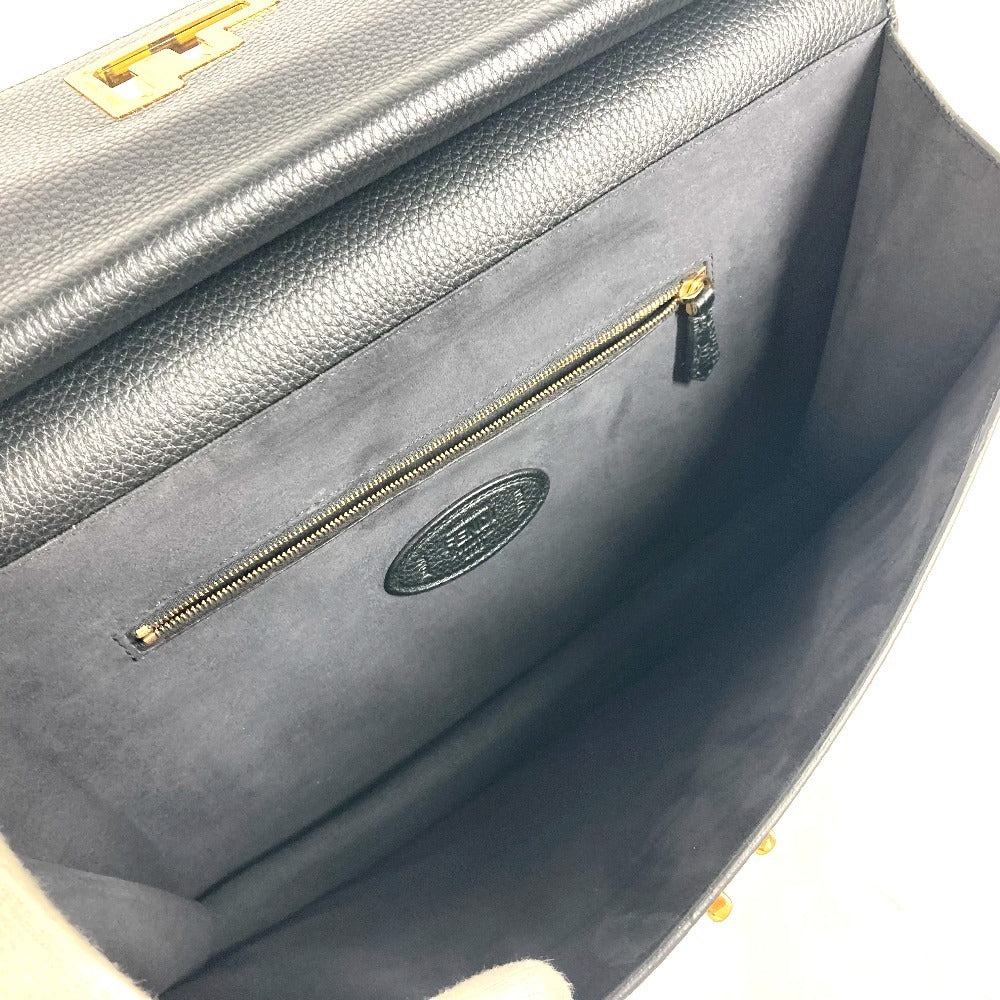 FENDI 7VA462  カバン ハンドバッグ トートバッグ ブリーフケース ダブルフェイス セレリア FFターンロック ラップトップバッグ ビジネスバッグ レザー ユニセックス ブラック - brandshop-reference