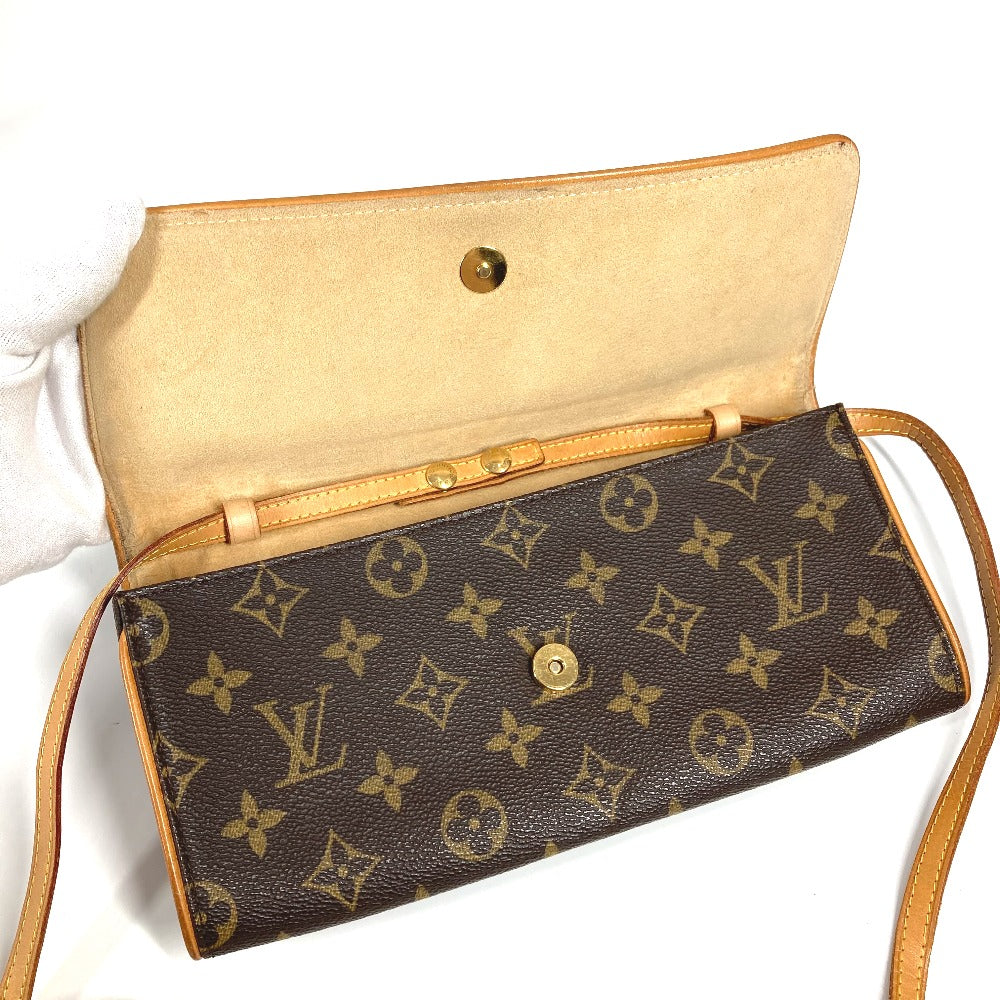 Louis Vuitton M51852 Monogram Pochette Twin GM Bag Bag 2way Bag Clutch Bag Beg Monogram Canvas Wanita Coklat