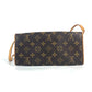 Louis Vuitton M51852 Monogram Pochette Twin GM Bag Bag 2way Bag Clutch Bag Beg Monogram Canvas Wanita Coklat