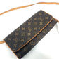 Louis Vuitton M51852 Monogram Pochette Twin GM Bag Bag 2way Bag Clutch Bag Beg Monogram Canvas Wanita Coklat