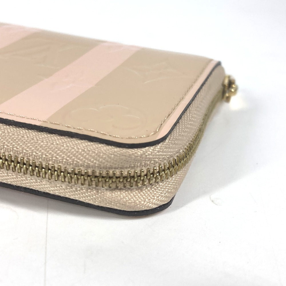 LOUIS VUITTON M58066 MonogramVernisRayures zip-around coin purse Wallet Coin Compartment Stripe coin purse MonogramVernis Beige/pink Used