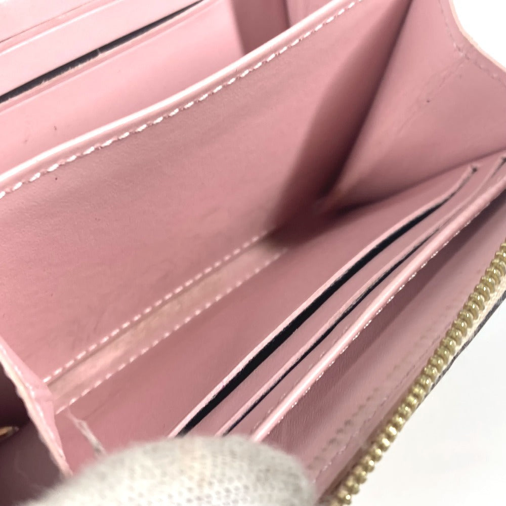 LOUIS VUITTON M58066 MonogramVernisRayures zip-around coin purse Wallet Coin Compartment Stripe coin purse MonogramVernis Beige/pink Used