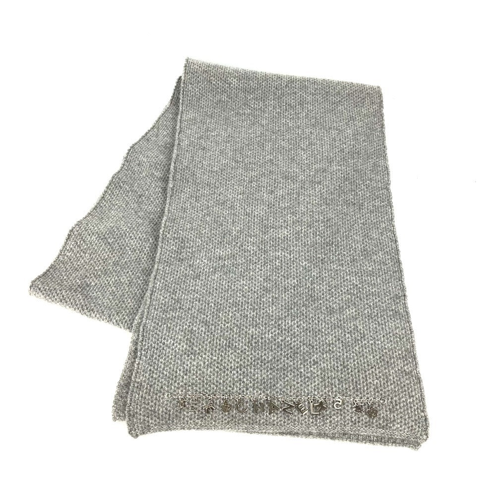 CHANEL アイコン ロゴ チェーン 付き マフラー カシミヤ レディース グレー - brandshop-reference