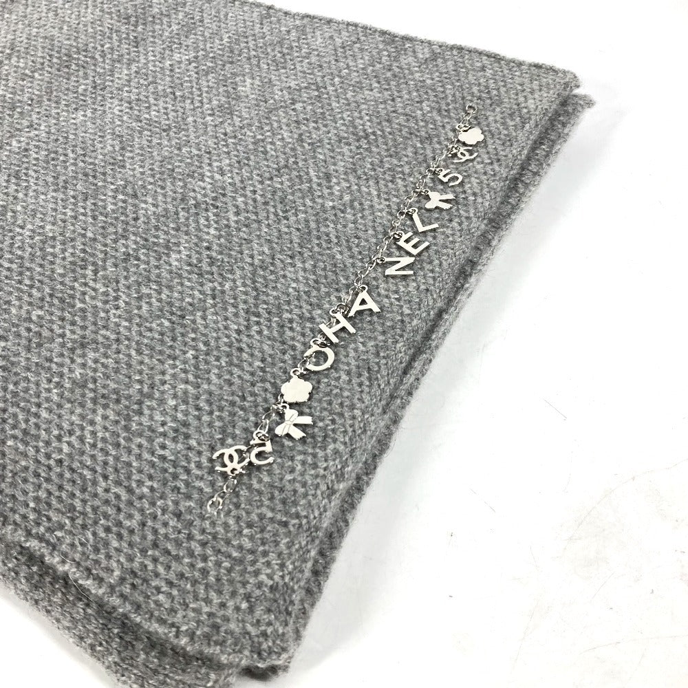 CHANEL アイコン ロゴ チェーン 付き マフラー カシミヤ レディース グレー - brandshop-reference