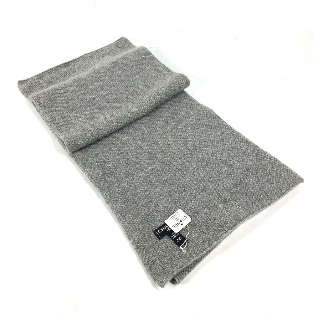 CHANEL アイコン ロゴ チェーン 付き マフラー カシミヤ レディース グレー - brandshop-reference