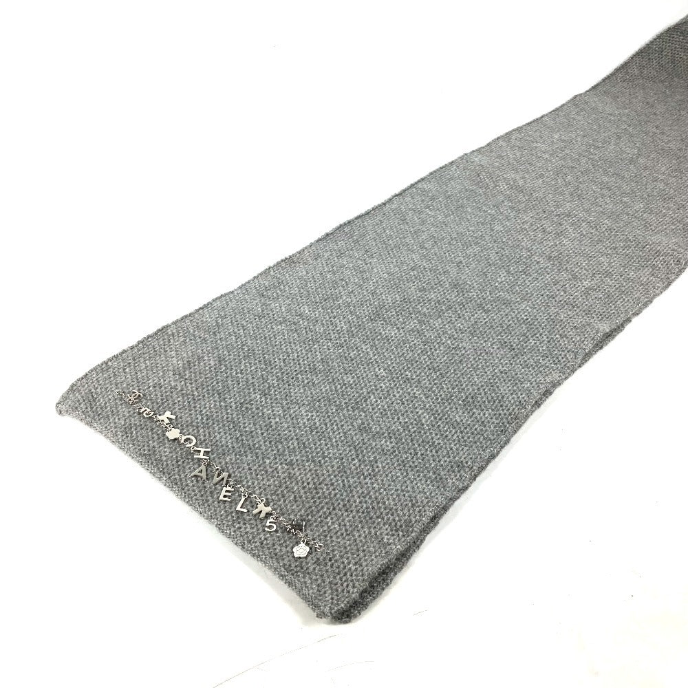 CHANEL アイコン ロゴ チェーン 付き マフラー カシミヤ レディース グレー - brandshop-reference