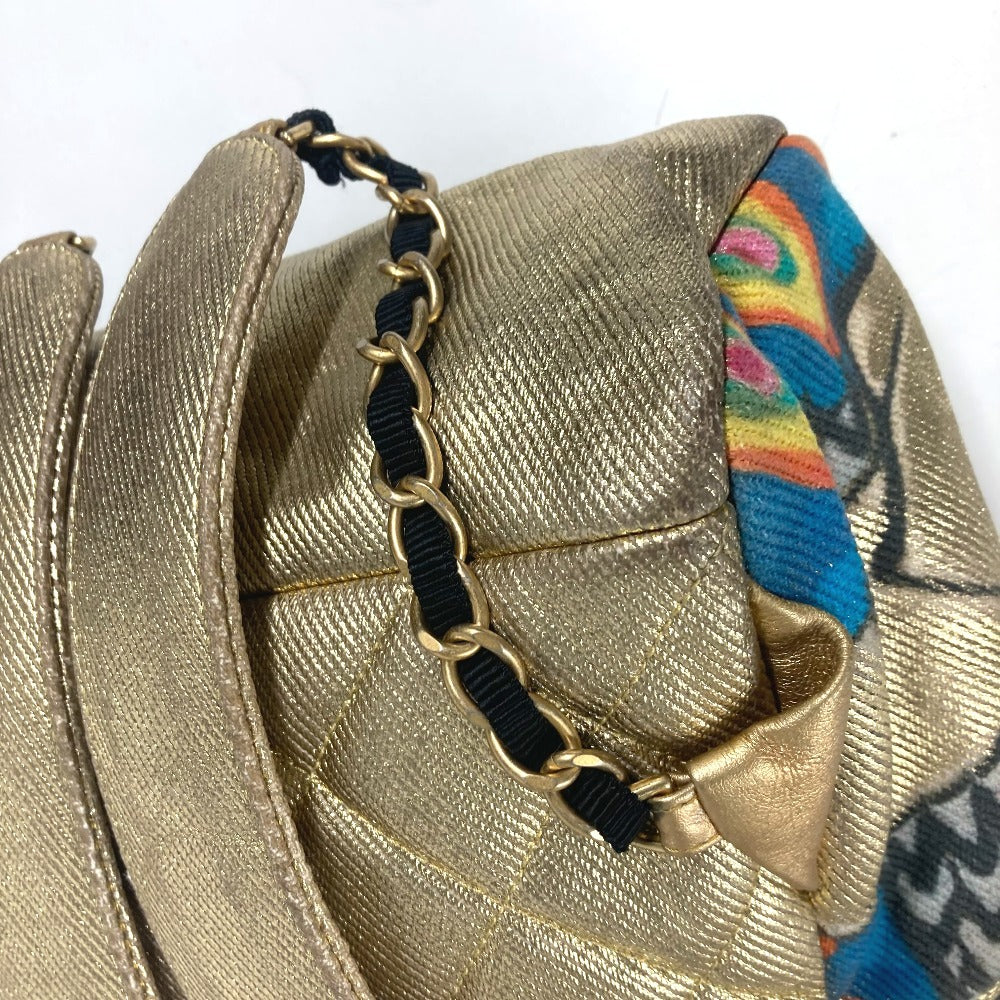 CHANEL AS0867 Coco Mark CC Logo Graffiti Backpack Leather/Canvas Unisex Gold
