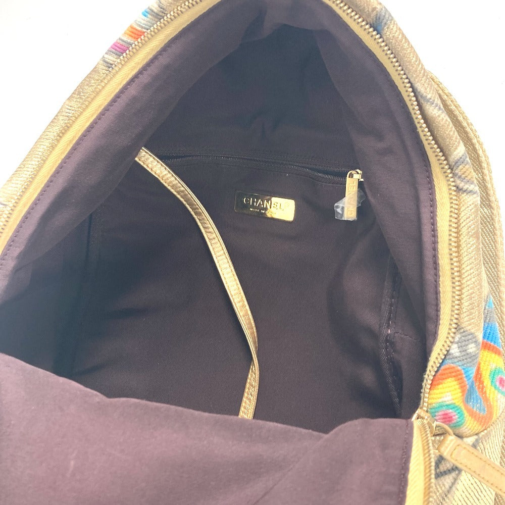 CHANEL AS0867 Coco Mark CC Logo Graffiti Backpack Leather/Canvas Unisex Gold