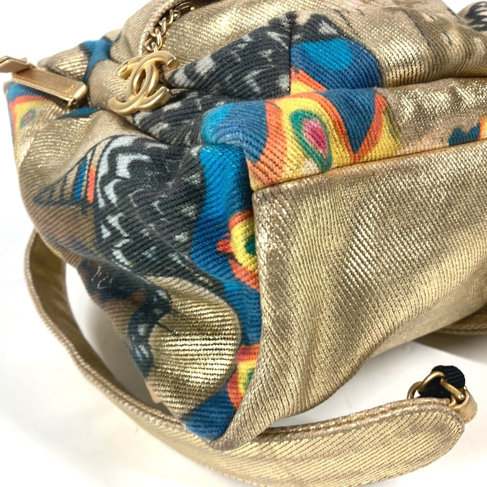 CHANEL AS0867 Coco Mark CC Logo Graffiti Backpack Leather/Canvas Unisex Gold