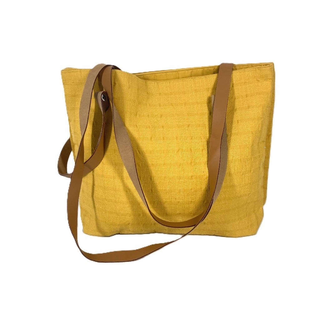 HERMES アメダバカバドゥポッシュ カバン 肩掛け トートバッグ ショルダーバッグ キャンバス/レザー レディース イエロー - brandshop-reference