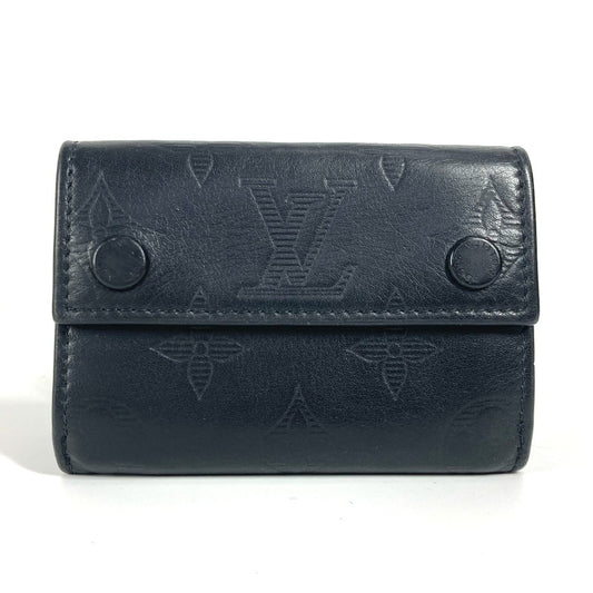 LOUIS VUITTON M67631 Monogram shadow Discovery Compact wallet Trifold wallet Monogram shadow leather Noir Black Used