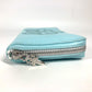 CHROME HEARTS REC ZIP 3PTCH 3 CEMETERY CLOTH PATCH Zip Around Long Wallet Leather Light blue Used