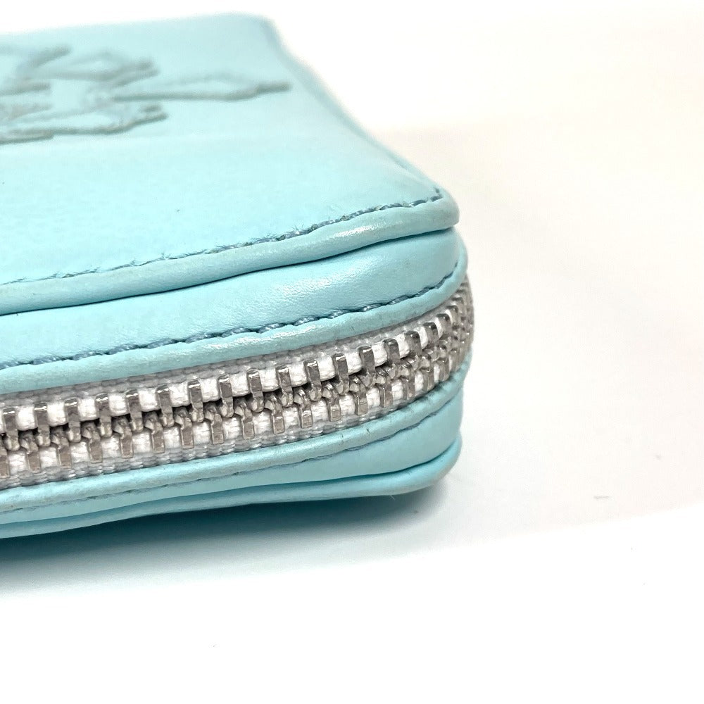 CHROME HEARTS REC ZIP 3PTCH 3 CEMETERY CLOTH PATCH Zip Around Long Wallet Leather Light blue Used