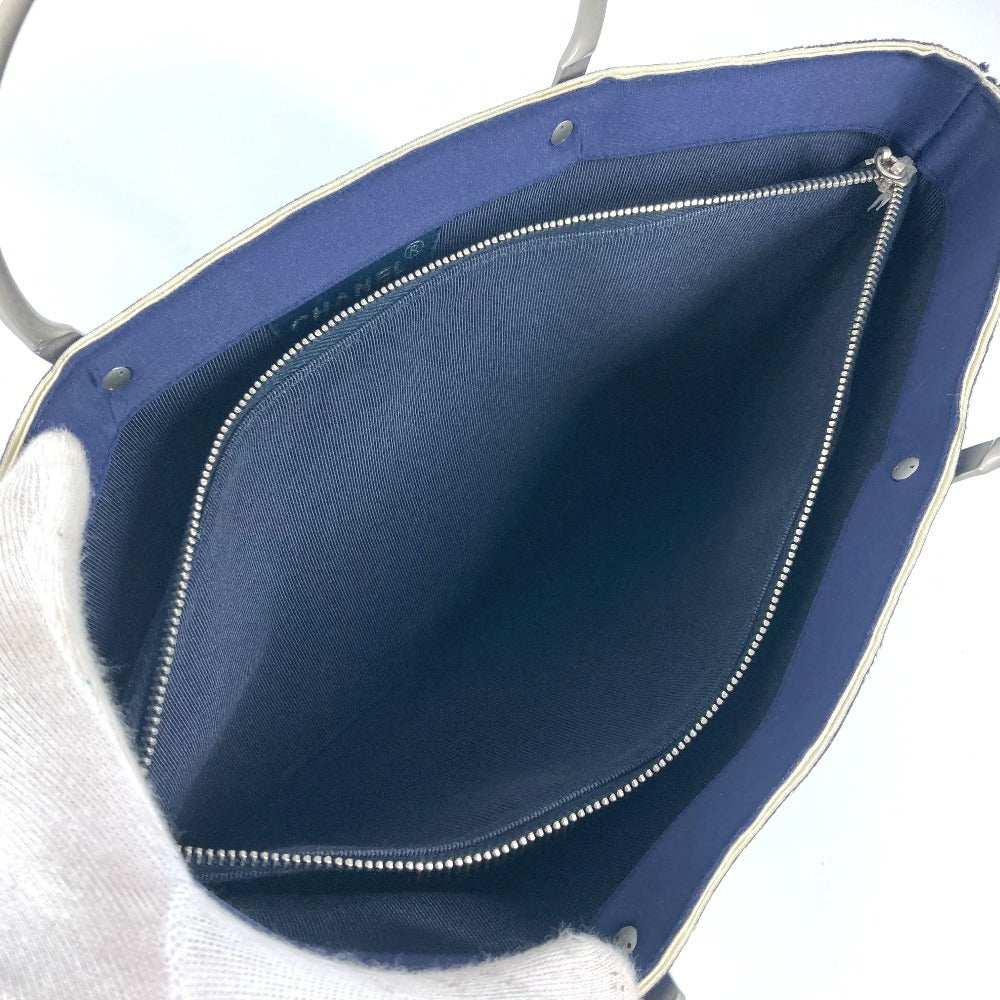 CHANEL メタルハンドル カバン トートバッグ ハンドバッグ ポリアミド レディース ネイビー - brandshop-reference