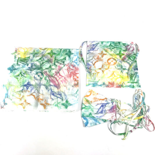 LOUIS VUITTON MP2887 モノグラムパステル セット マスク バンダナ バンダナ ポーチ付き マスク コットン ユニセックス ホワイト - brandshop-reference