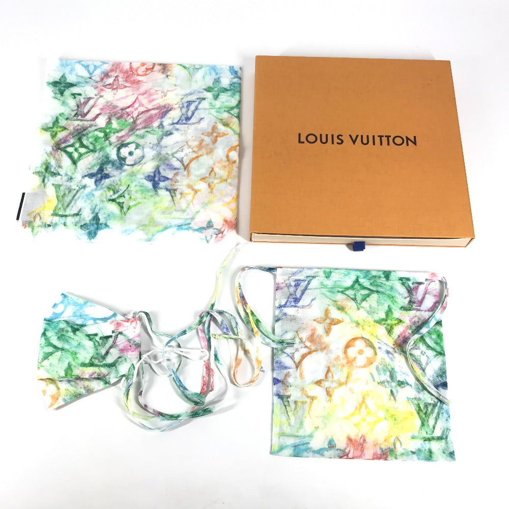 LOUIS VUITTON MP2887 モノグラムパステル セット マスク バンダナ バンダナ ポーチ付き マスク コットン ユニセックス ホワイト - brandshop-reference