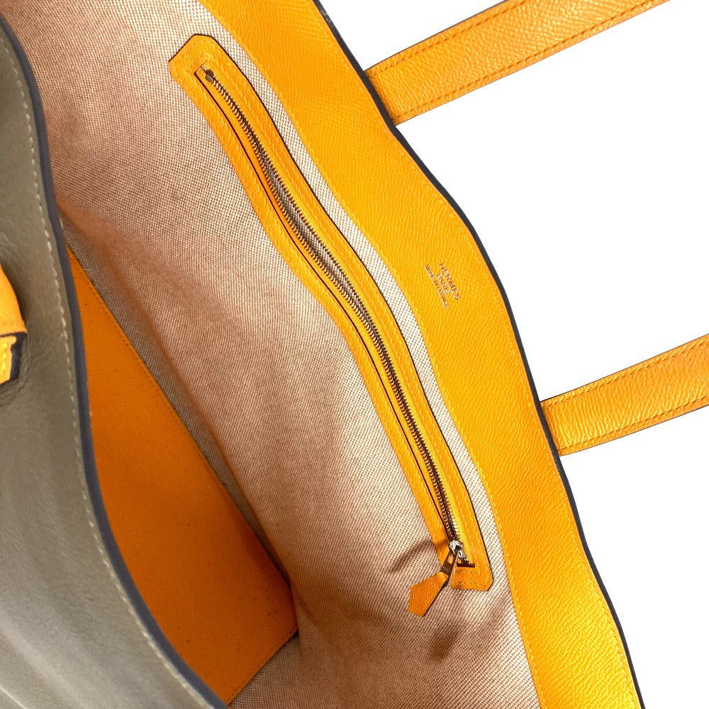HERMES バイカラー マキシボックス カバ 36 肩掛け トートバッグ カバン ショルダーバッグ エヴァーカラー ユニセックス オリガン×ジョーヌドール  イエロー - brandshop-reference