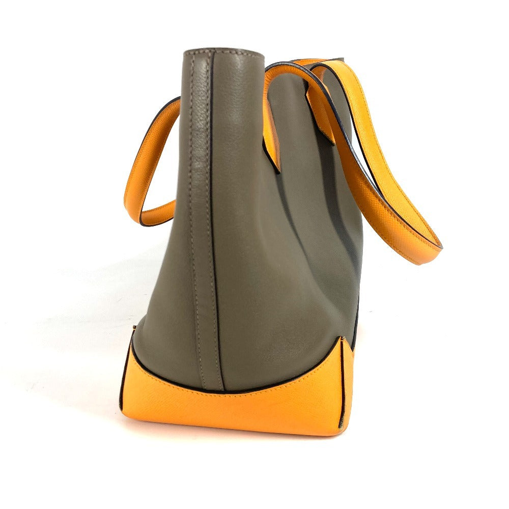 HERMES バイカラー マキシボックス カバ 36 肩掛け トートバッグ カバン ショルダーバッグ エヴァーカラー ユニセックス オリガン×ジョーヌドール  イエロー - brandshop-reference