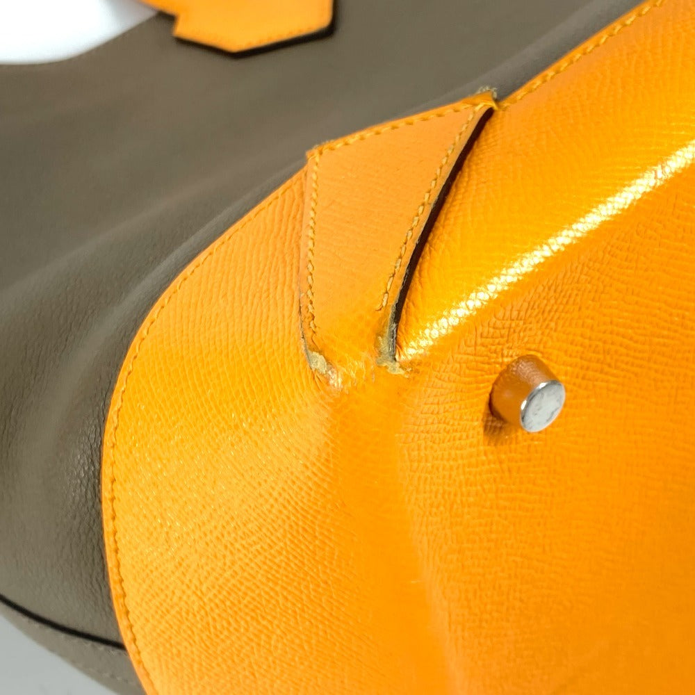 HERMES バイカラー マキシボックス カバ 36 肩掛け トートバッグ カバン ショルダーバッグ エヴァーカラー ユニセックス オリガン×ジョーヌドール  イエロー - brandshop-reference