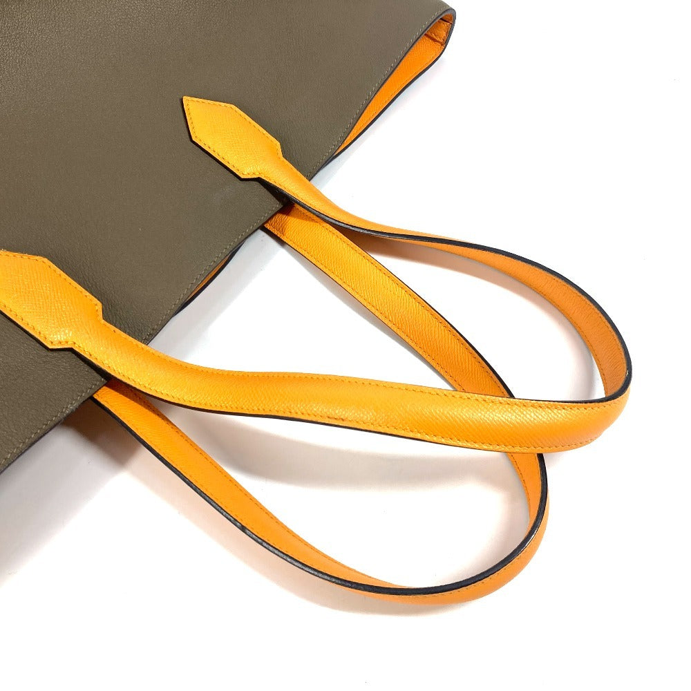 HERMES バイカラー マキシボックス カバ 36 肩掛け トートバッグ カバン ショルダーバッグ エヴァーカラー ユニセックス オリガン×ジョーヌドール  イエロー - brandshop-reference