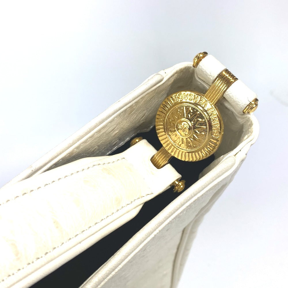 VERSACE ハンドバッグ サンバースト 肩掛け カバン ヴィンテージ ショルダーバッグ 型押しレザー レディース ホワイト系 - brandshop-reference